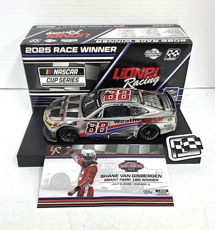SHANE VAN GISBERGEN 2025 WEATHERTECH CHICAGO CUP SERIES RACED WIN 1:24 ARC COLOR CHROME DIECAST