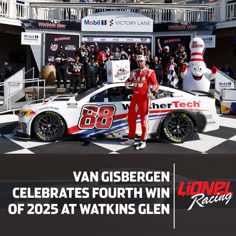 **Preorder** AUTOGRAPHED SHANE VAN GISBERGEN 2025 WEATHERTECH WATKINS GLEN RACED WIN 1:24 ARC DIECAST