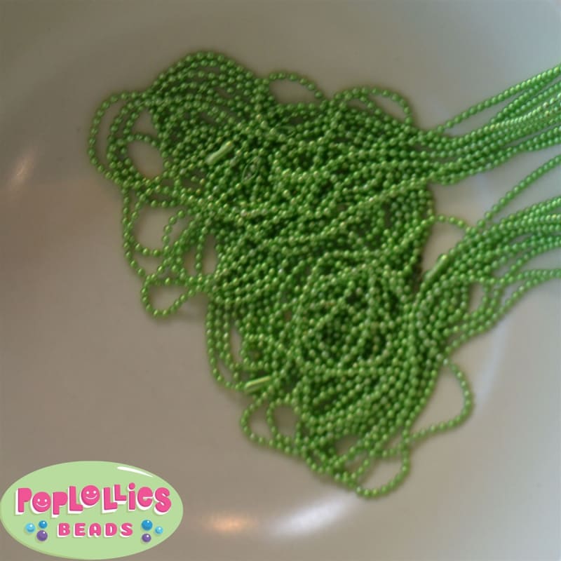 1.5mm Lime Green Color Ball Chain 27" piece