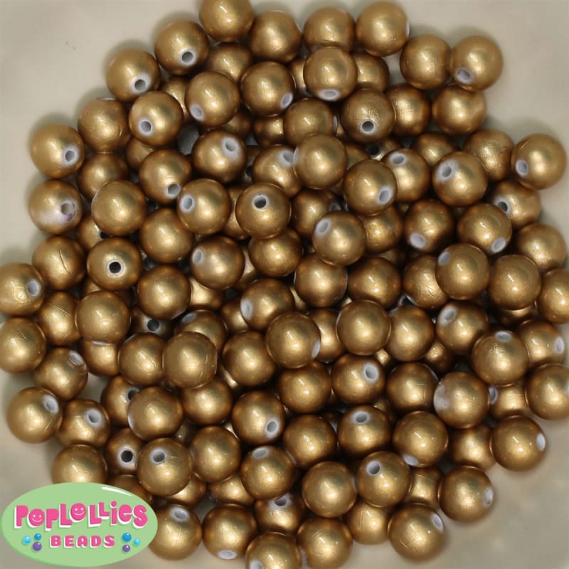 10mm Gold Acrylic Matte Pearl Beads sold in packages of 800 beads	