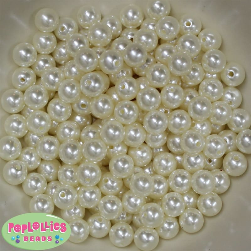 10mm Cream Faux Pearl Beads sold in packages of 50 beads