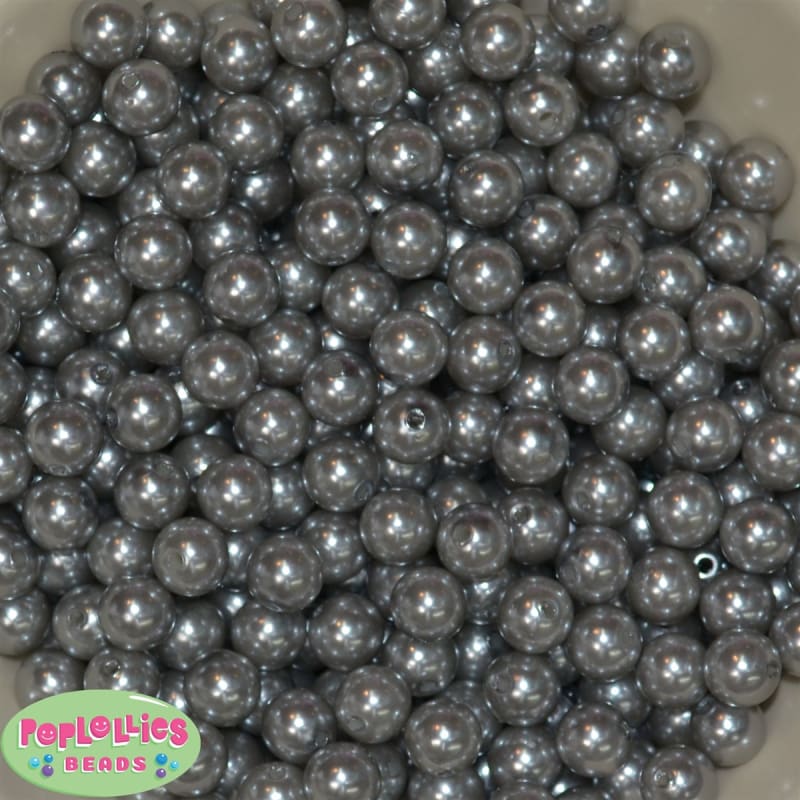 10mm Bulk Gray Acrylic Faux Pearls