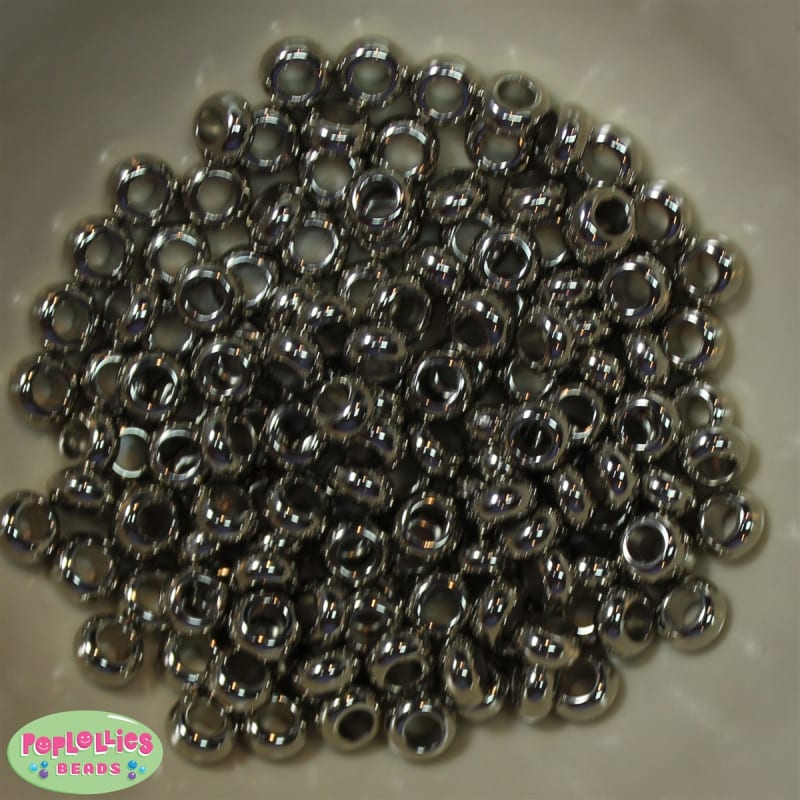 10mm Silver Colored Wide Spacer Beads