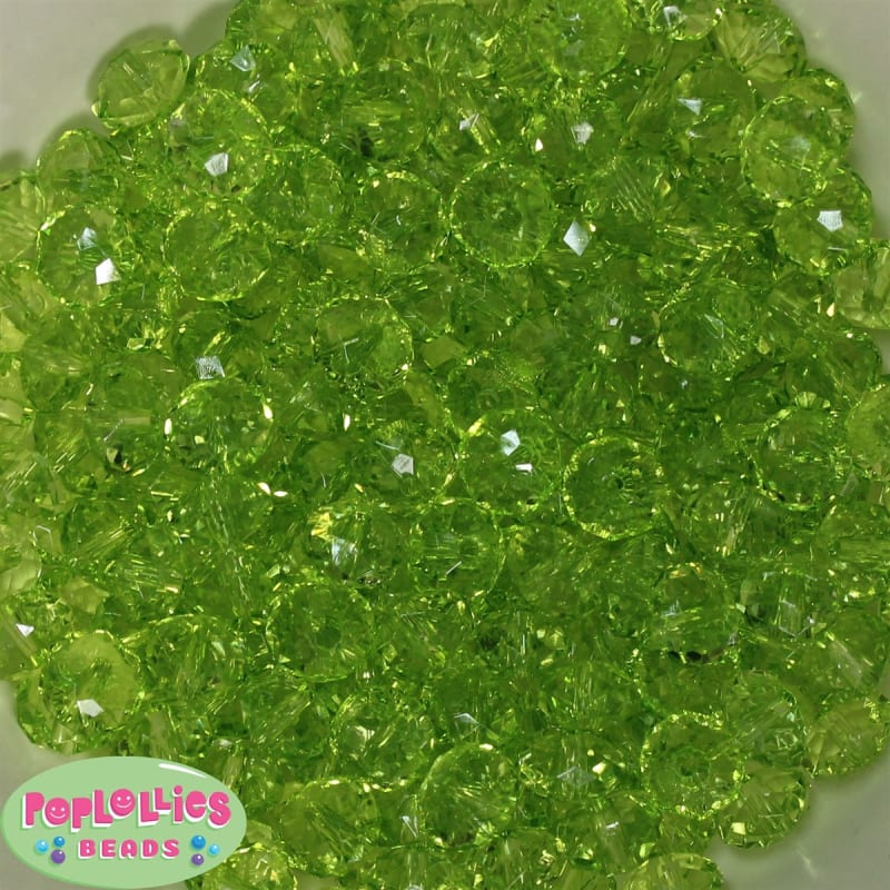 12mm Clear Lime Green Abacus Acrylic Beads
