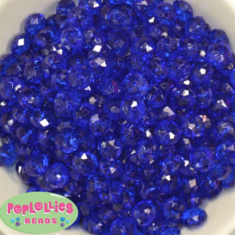 12mm Clear Royal Blue Abacus Acrylic Beads