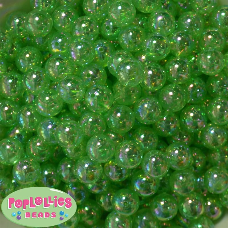 12mm Lime Green Clear AB Finish Miracle Acrylic Bubblegum Beads