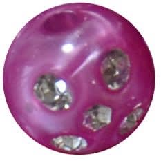 12mm Hot Pink Faux Pearl Bead with Rhinestones sold individually
