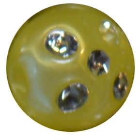 12mm Yellow Faux Pearl Bead with Rhinestones sold individually