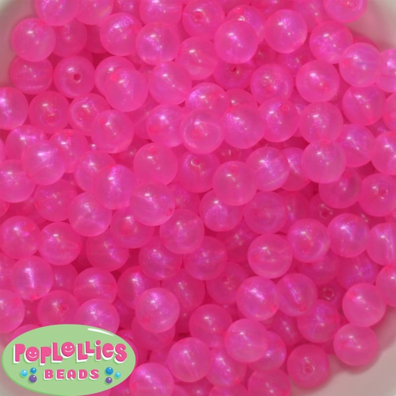 12mm Hot Pink Frost Acrylic Bubblegum Beads sold in packages of 50 beads