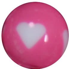 12mm hot pink with white heart resin Bubblegum Beads