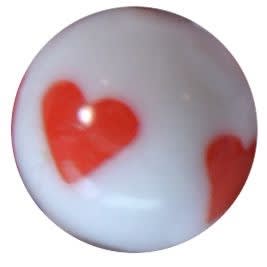 12mm white with red heart resin Bubblegum Bead