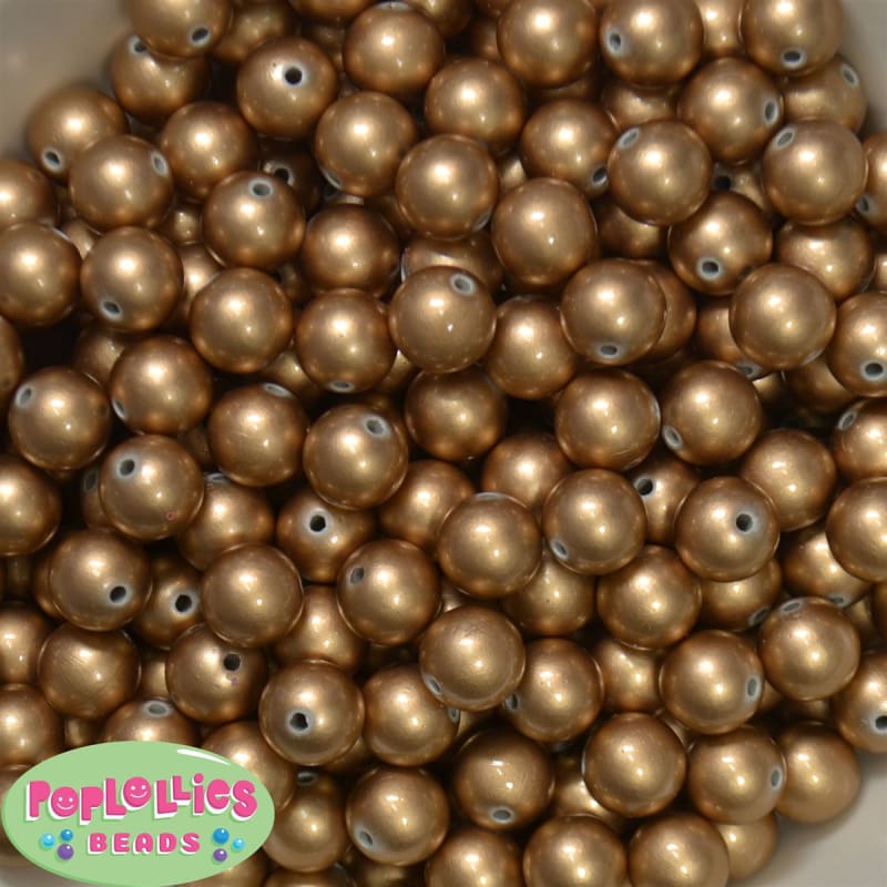 12mm matte gold acrylic faux pearl bead 2mm