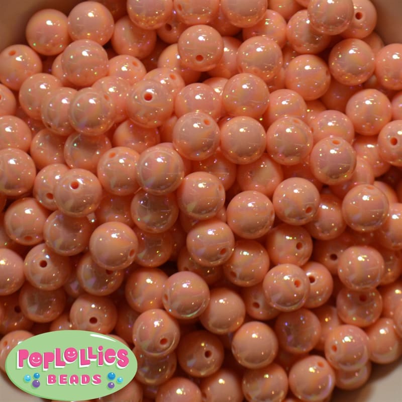 12mm Peach AB Finish Miracle Acrylic Bubblegum Beads