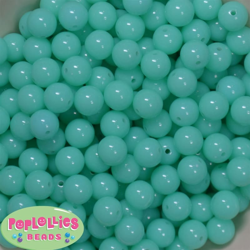 12mm Neon Mint  Acrylic Bubblegum Beads sold in packages of 50 beads