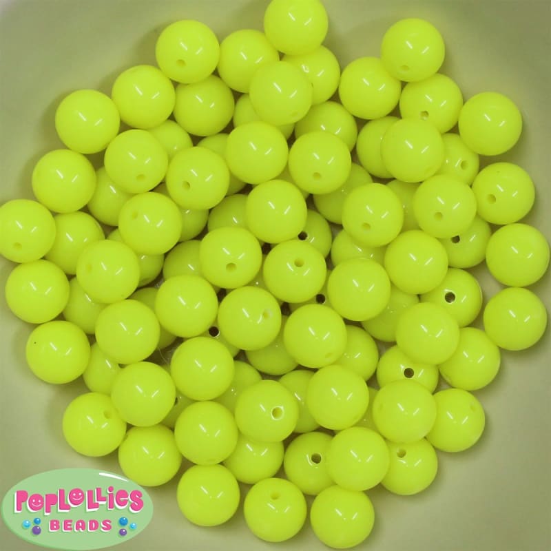 12mm Neon Yellow Acrylic Bubblegum Beads sold in packages of 50 beads