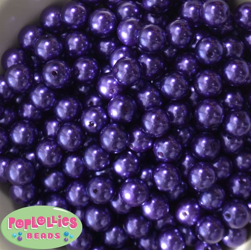 12mm Dark Purple Faux Pearl Beads sold in packages of 50 beads