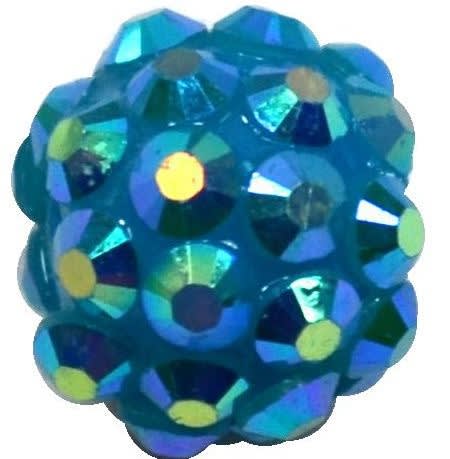 12mm Blue Rhinestone Bubblegum Beads