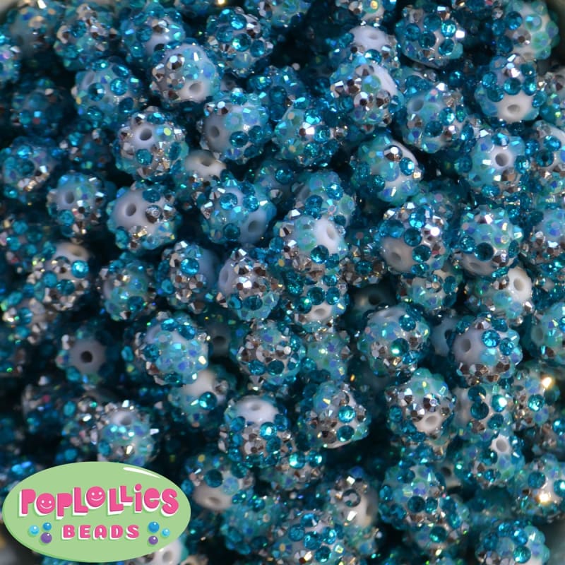 12mm  Frost  Confetti Rhinestone Bubblegum Beads