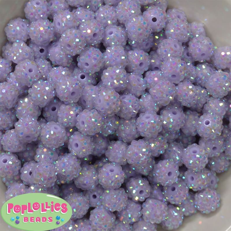 12mm Ice Lavender Rhinestone Bubblegum Beads