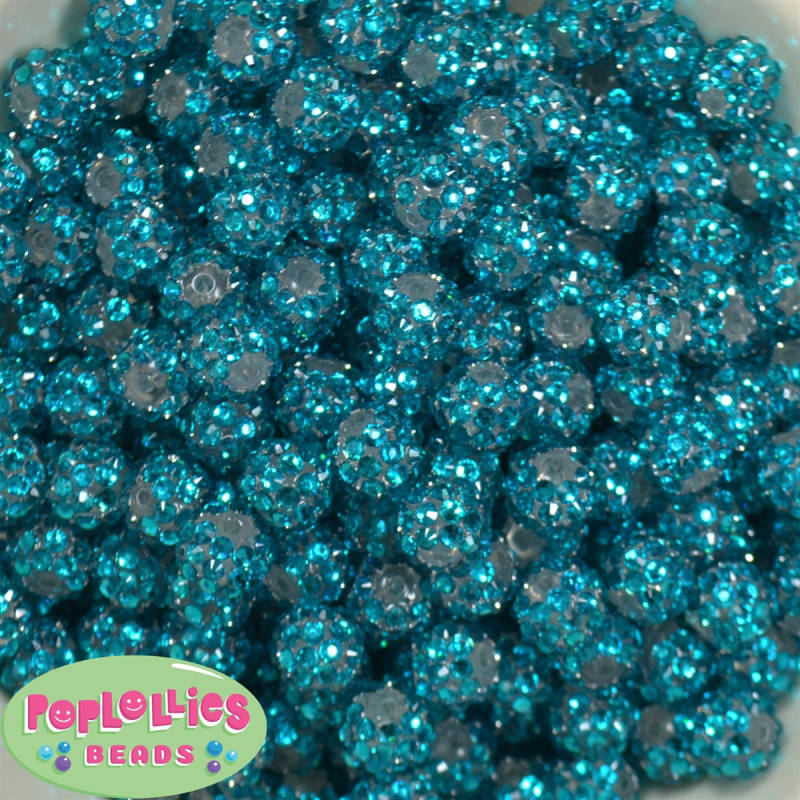 12mm Turquoise Rhinestone Bubblegum Beads