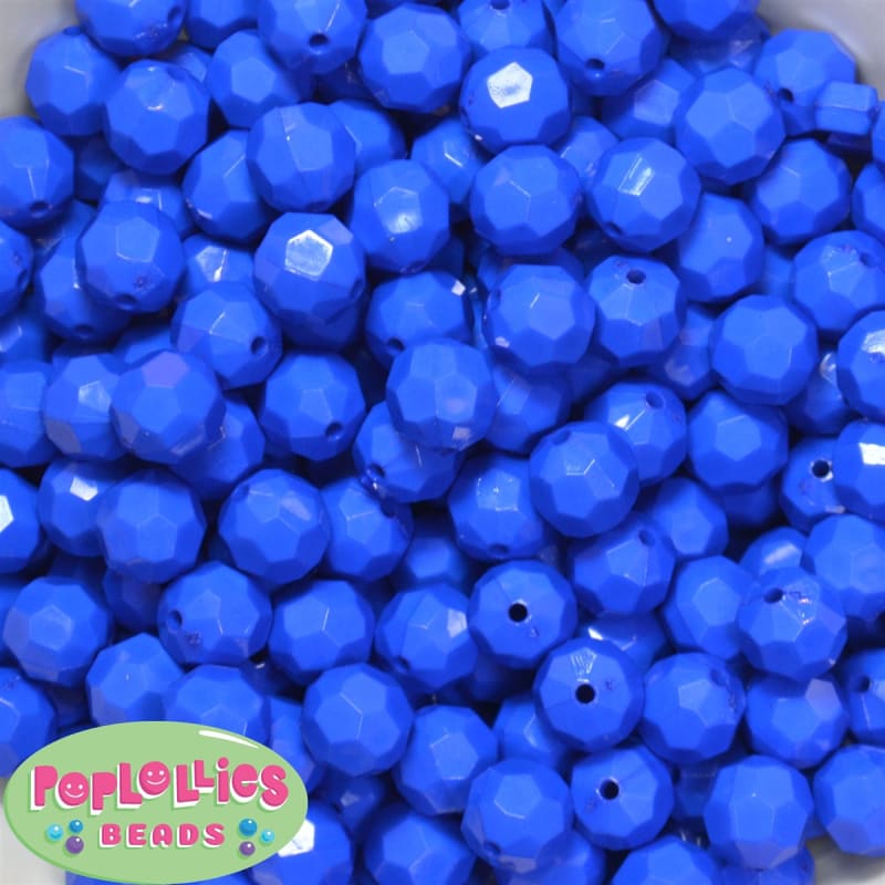 12mm Solid Royal Faceted Clear Acrylic Bubblegum Beads