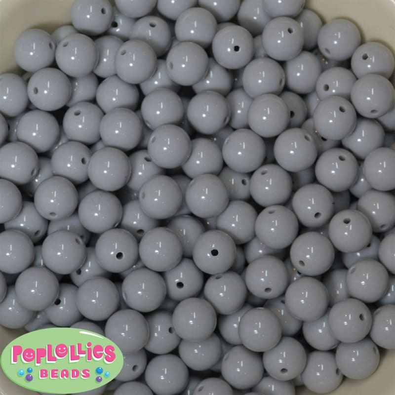 12mm Light Gray Acrylic Bubblegum Beads