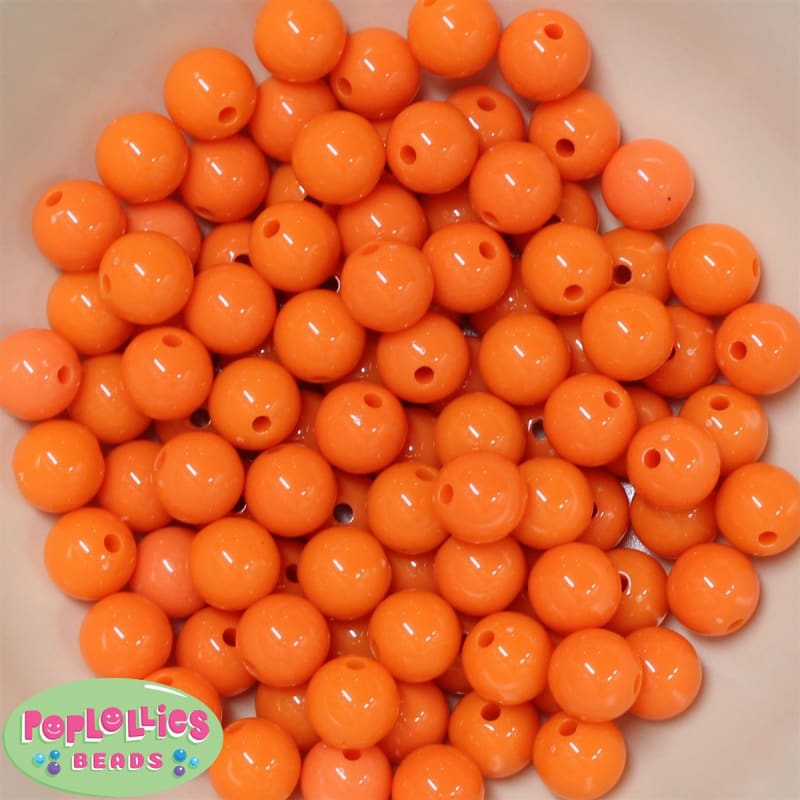 12mm Orange Solid Acrylic Bubblegum Beads
