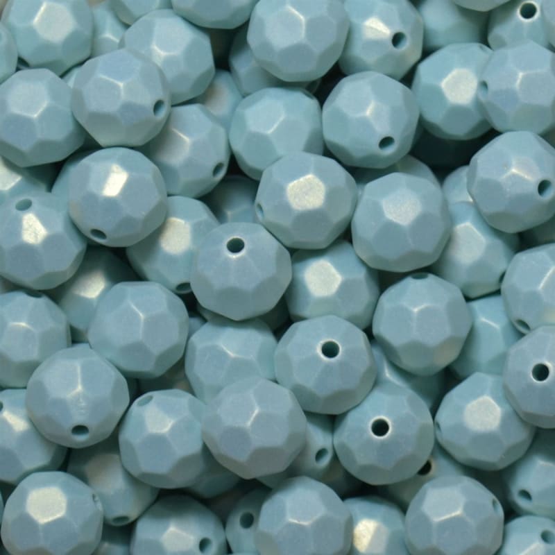 14mm Baby Blue Faceted Acrylic Bubblegum Beads