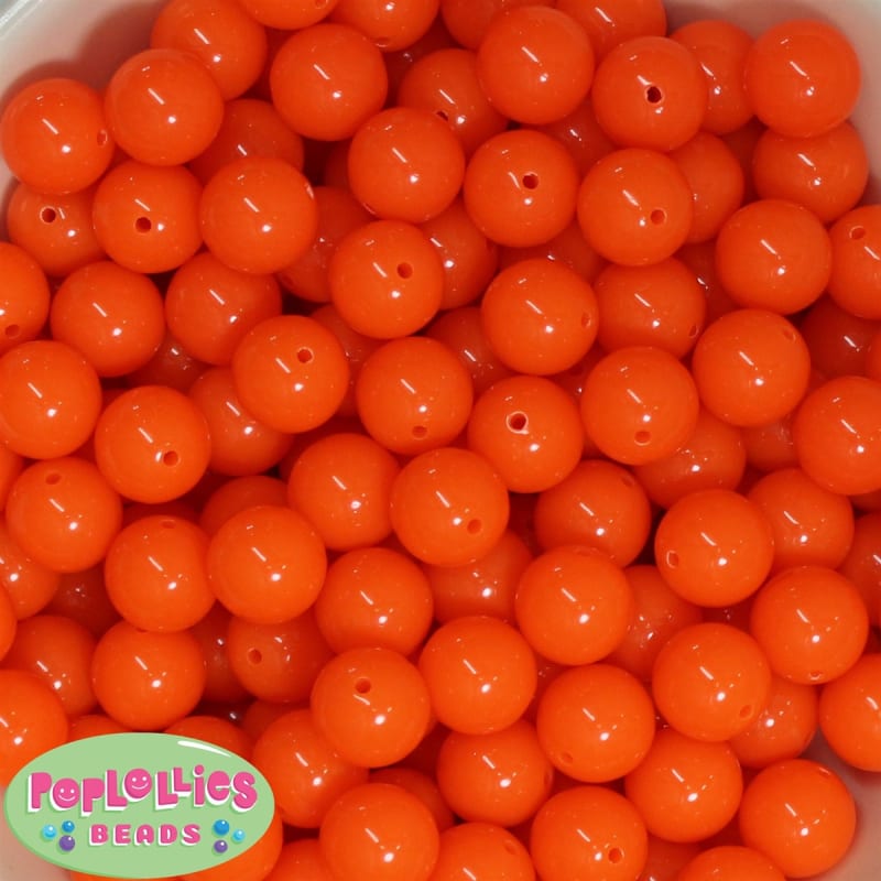 14mm Neon Orange Acrylic Bubblegum beads