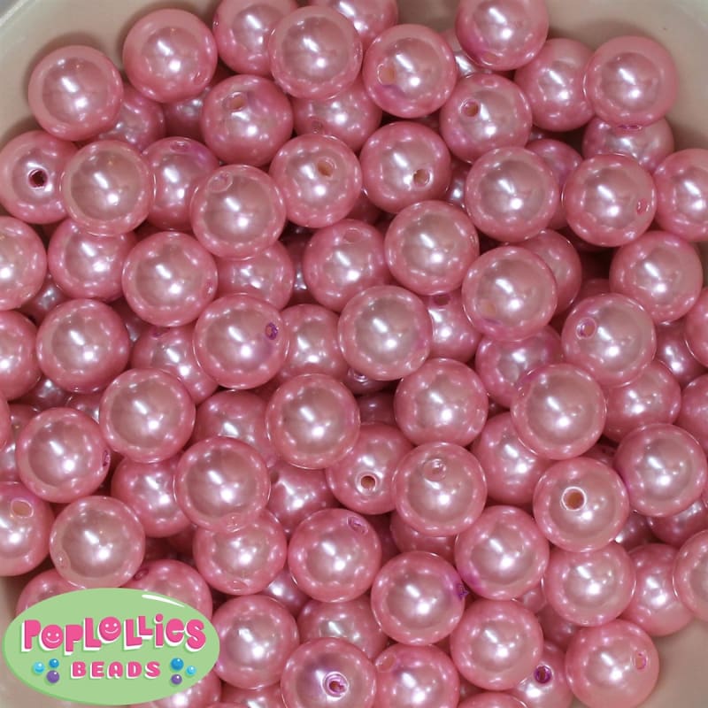 14mm Pink Faux Pearl Bubblegum Beads