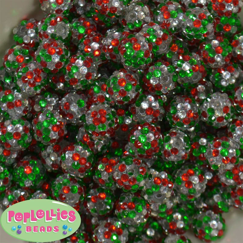 14mm Christmas Confetti Rhinestone Bead