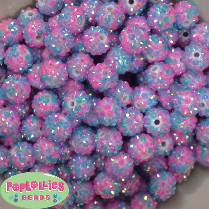 14mm Easter Confetti Rhinestone Bubblegum Beads Bulk