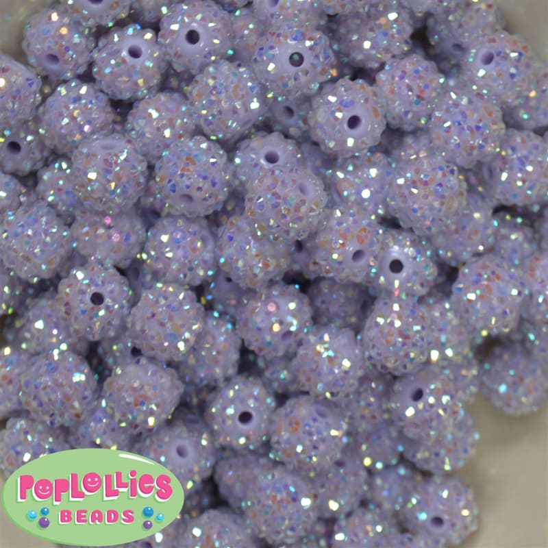 14mm Ice Lavender Rhinestone Bubblegum Beads