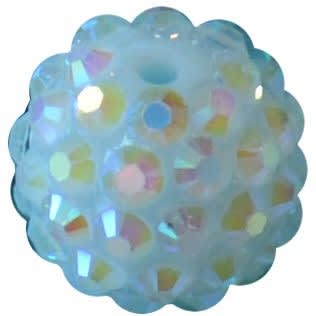 14mm Ice Mint Rhinestone Bubblegum Beads