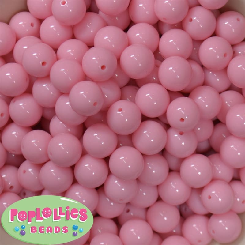 14mm Baby Pink Solid Bubblegum Beads