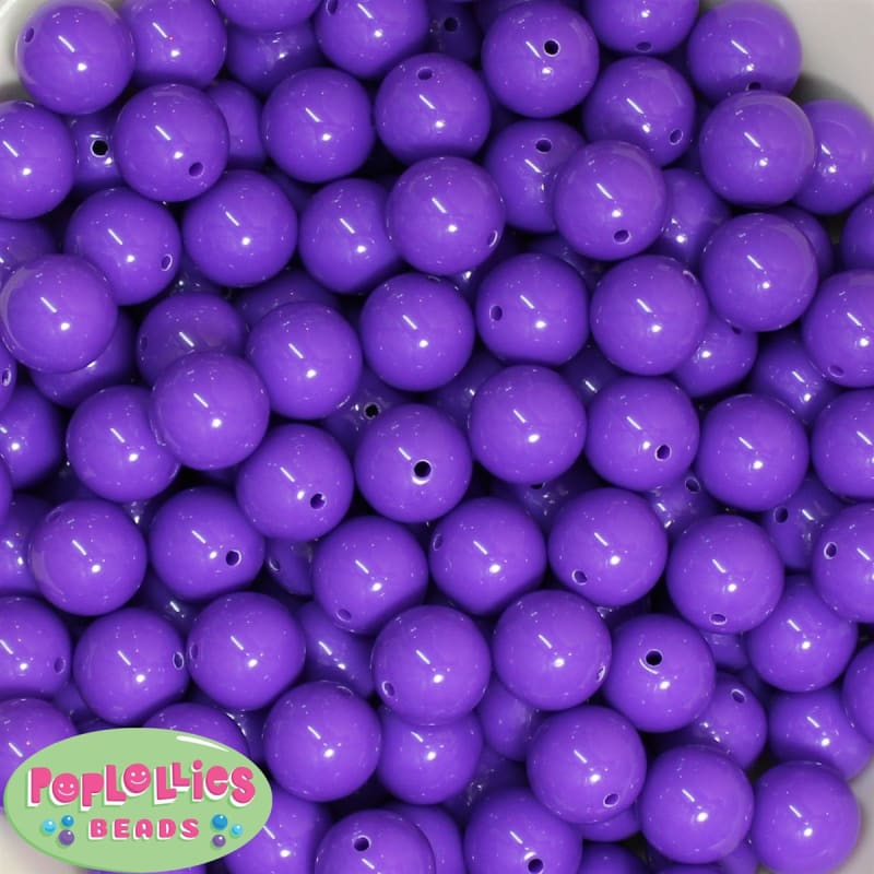 14mm Medium Purple Solid Bubblegum Beads