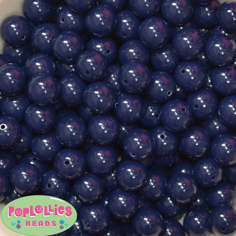 14mm Navy Solid Bubblegum Beads