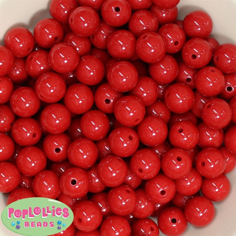 14mm Red Acrylic Bubblegum Beads
