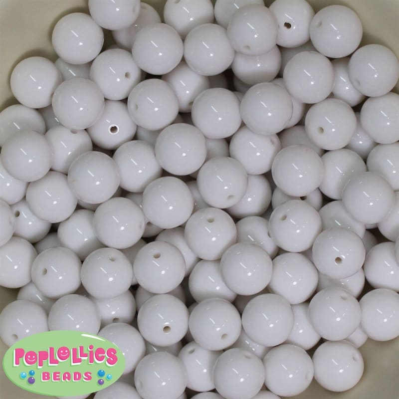 14mm White Acrylic Bubblegum Beads