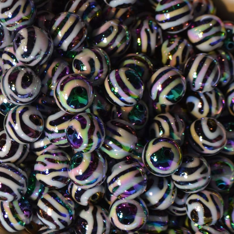 16mm zebra stripe solid acrylic Bubblegum Beads