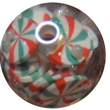 16mm Christmas Peppermint Bubblegum Beads