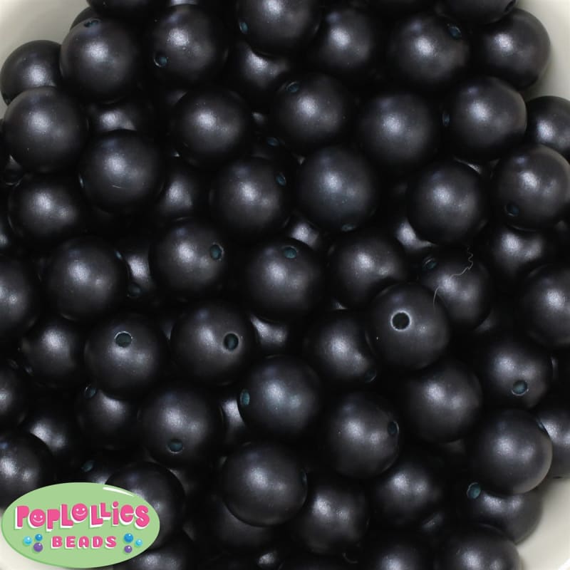 16mm Black Matte Acrylic Bubblegum Bead