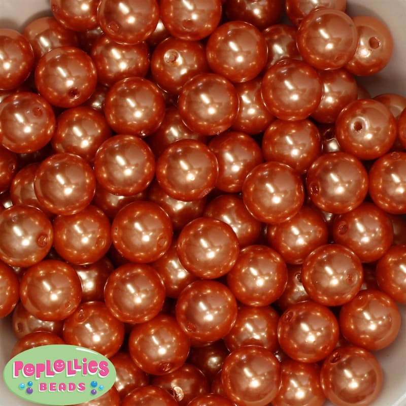 16mm Orange Faux Acrylic Pearl Bubblegum Beads