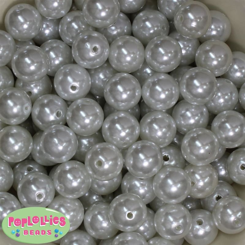 16mm White Faux Acrylic Pearl Bubblegum Beads