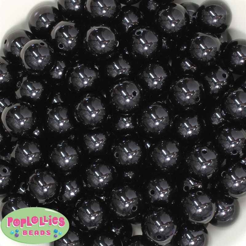 16mm Black Acrylic Bubblegum Beads