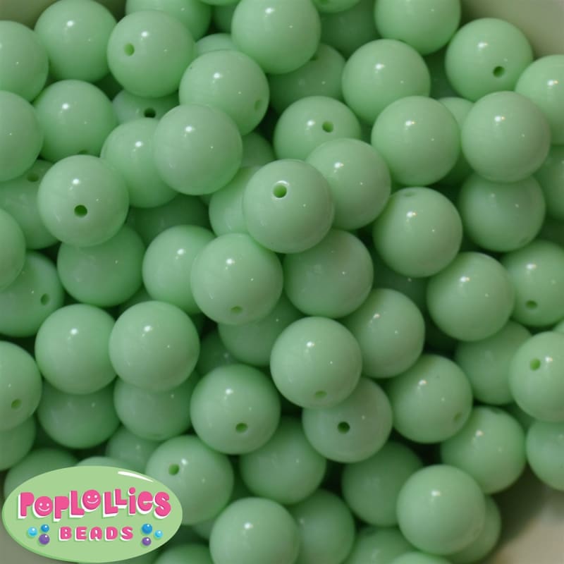 16mm Pastel Green Acrylic Bubblegum Beads