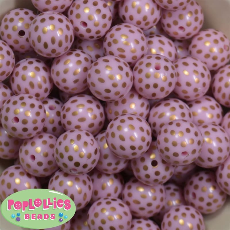 20mm Pink and Gold Bubblegum Beads