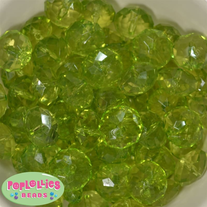 22mm Clear Lime Green Abacus Bubblegum Beads