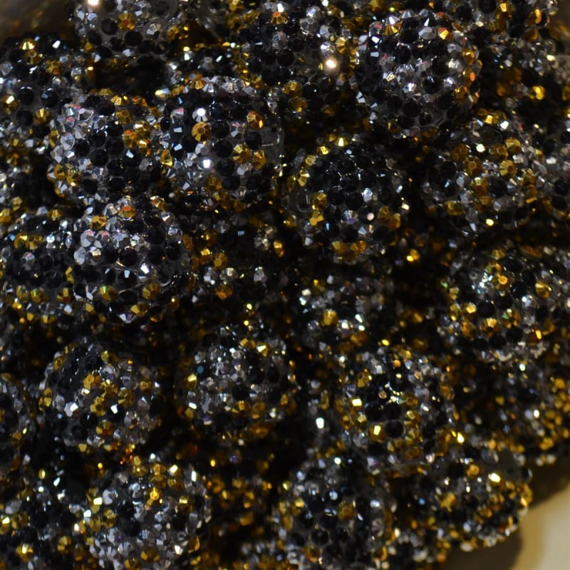 22mm Black, Silver, Gold Confetti Rhinestone Bead