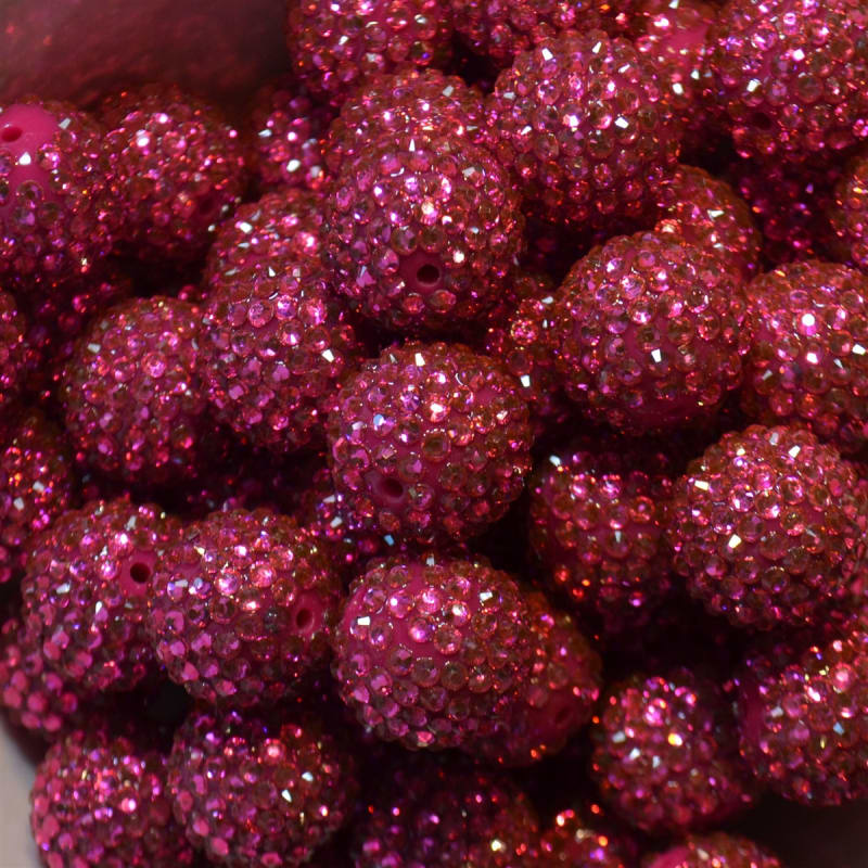 22mm Metallic Hot Pink Rhinestone Beads